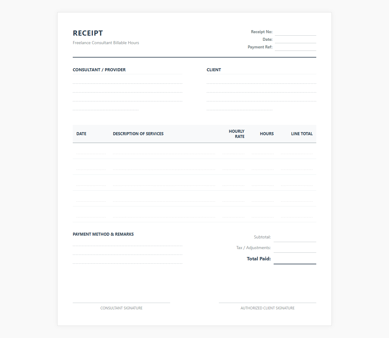 Freelance Consultant Billable Hours Receipt