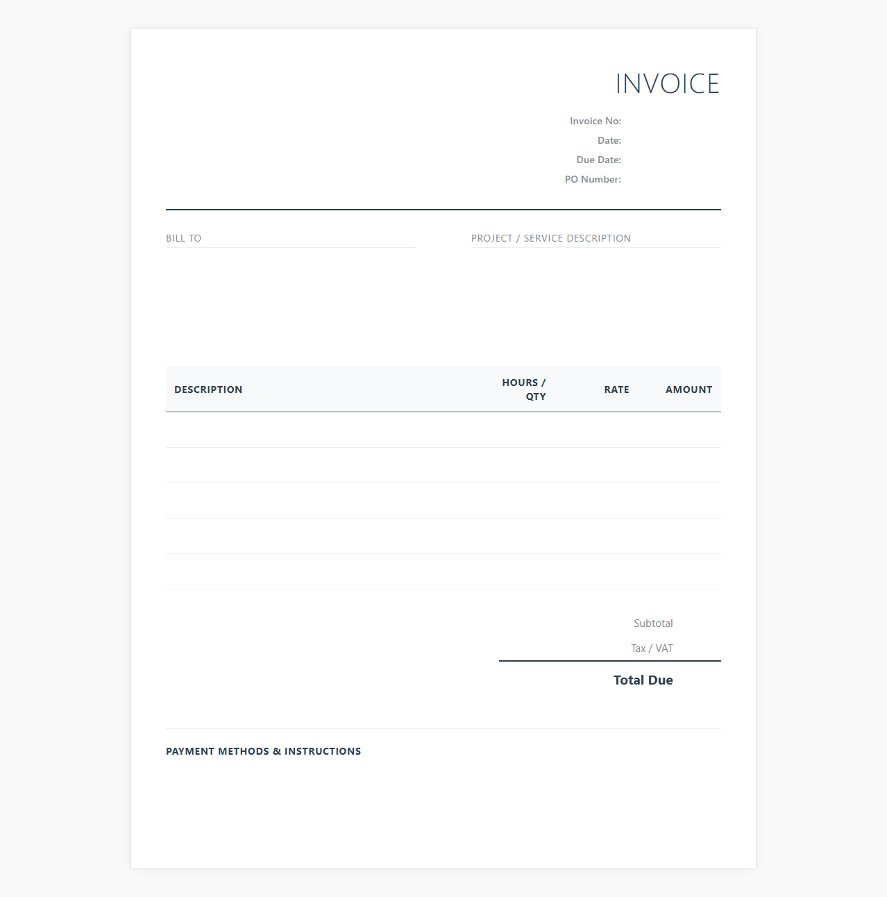 Freelance Consultant Billing Invoice Template
