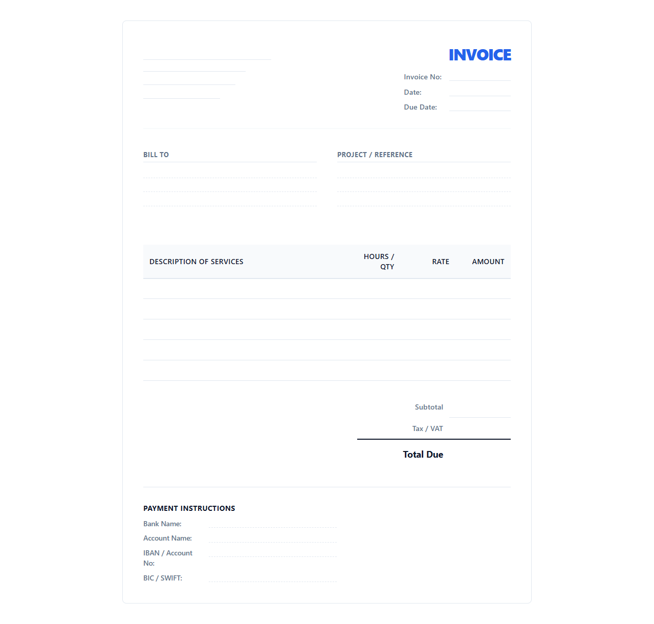 Freelance Software Engineer Invoice Template