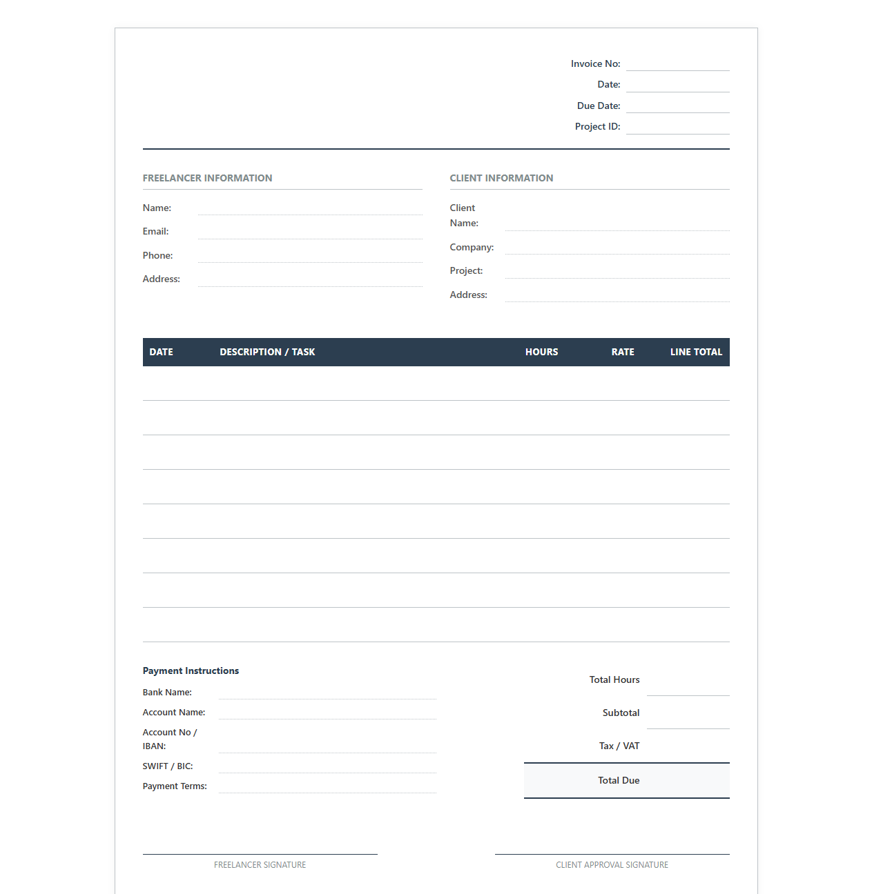 Freelancer Project Timecard and Invoice Template
