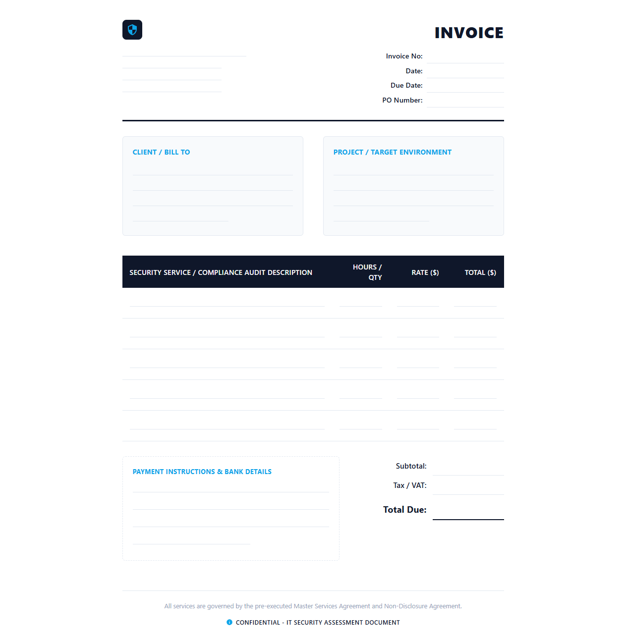 IT Security Audit and Compliance Invoice Template