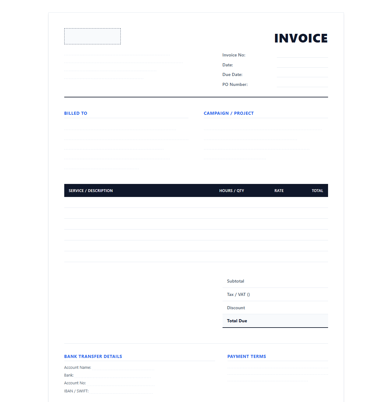 Marketing Agency Services Invoice