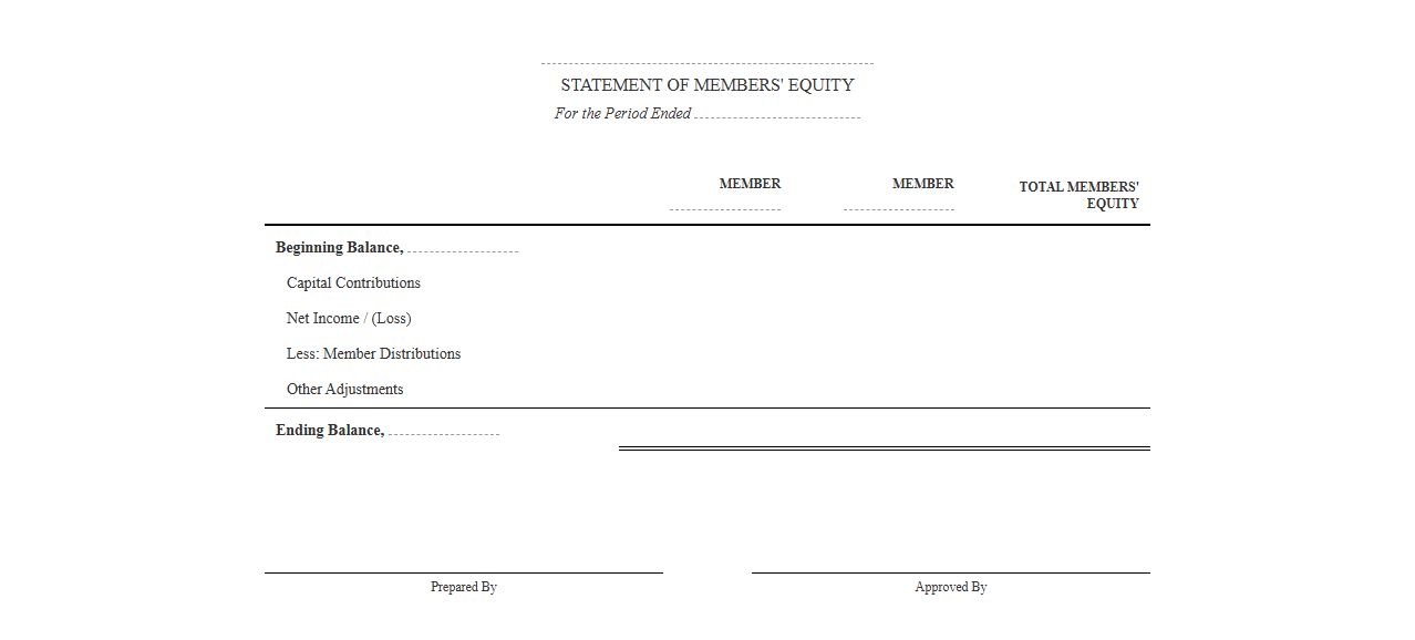 Members Equity Financial Statement Format
