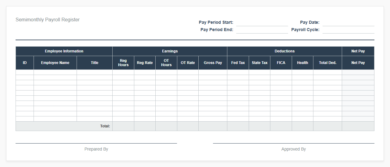 Mid-Month and End-of-Month Payroll Spreadsheet