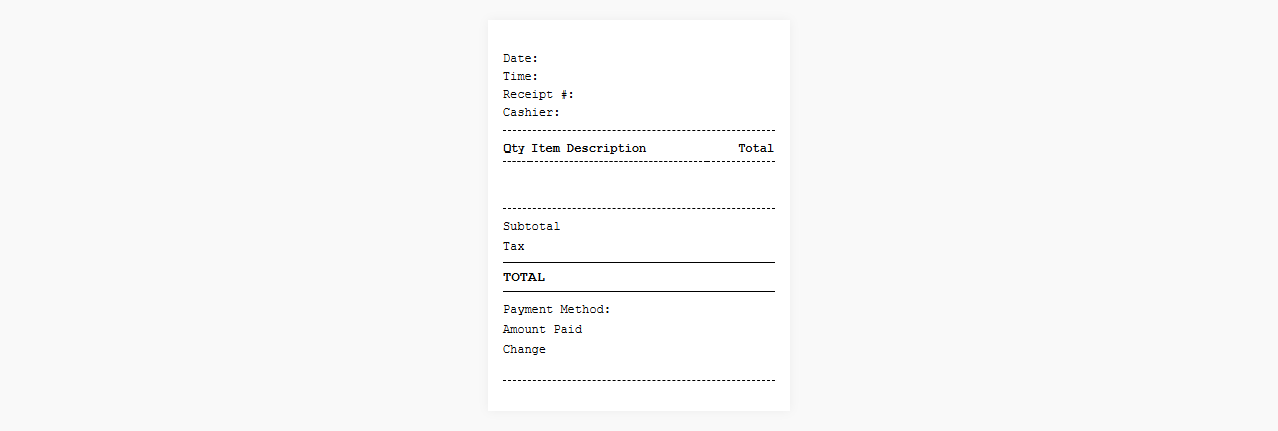 Minimalist POS Sales Receipt Layout