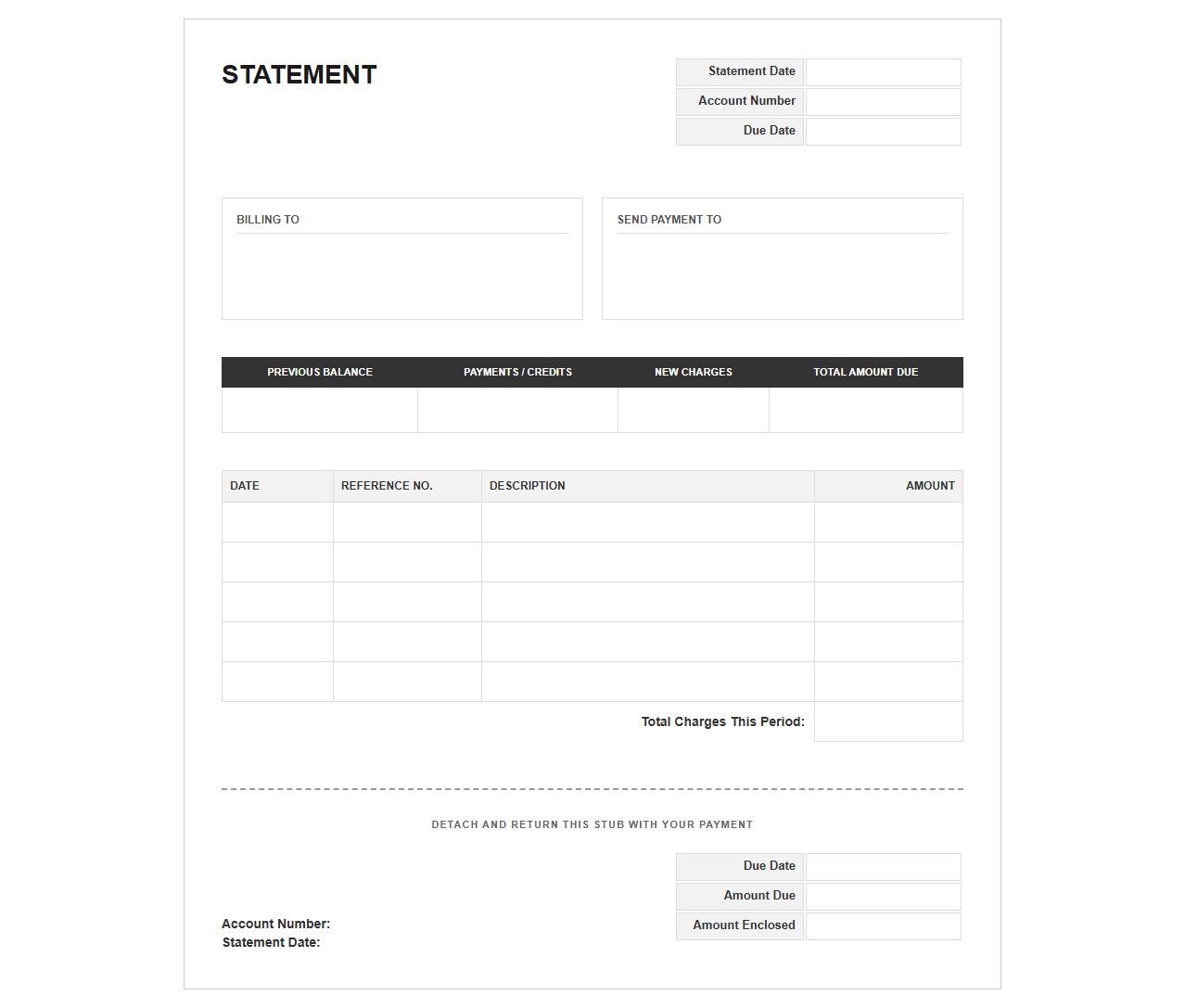 Monthly Customer Account Billing Statement