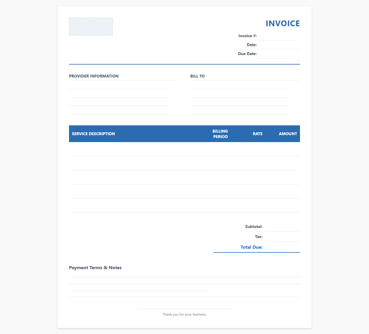 Monthly IT Maintenance Services Bill Template
