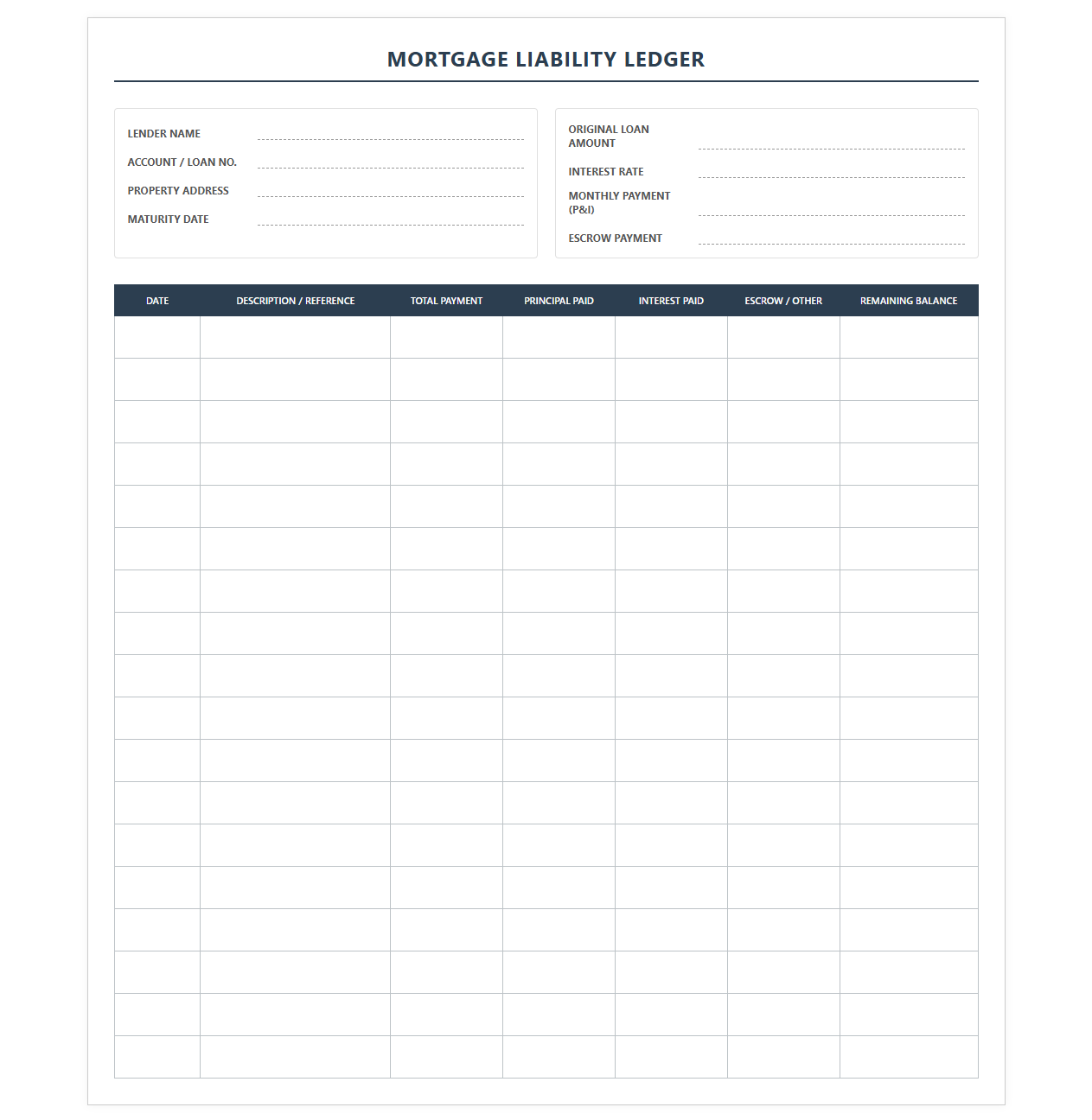Mortgage Liability Ledger