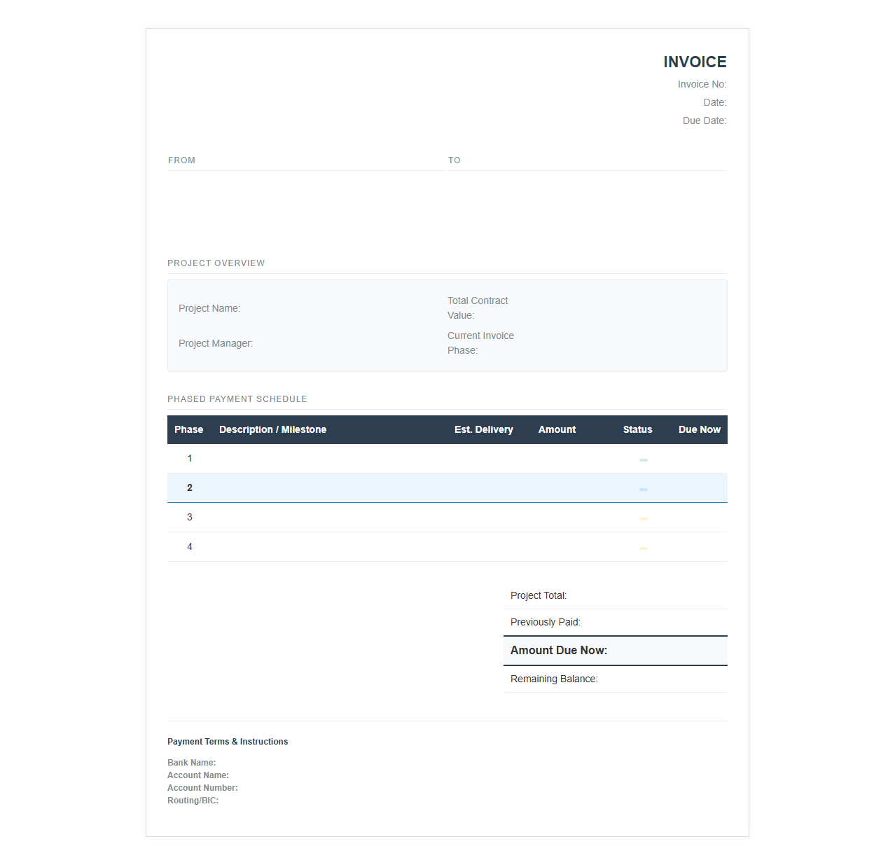 Multi-Stage Project Invoice Template