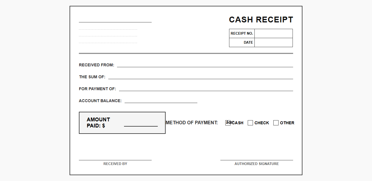Official Cash Payment Receipt Template