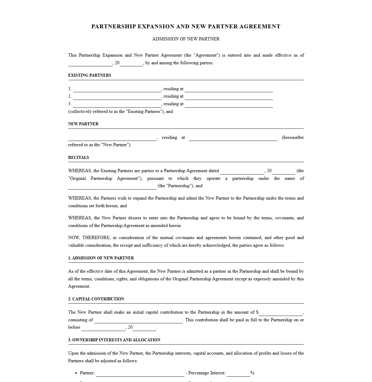 Partnership Expansion and New Partner Agreement