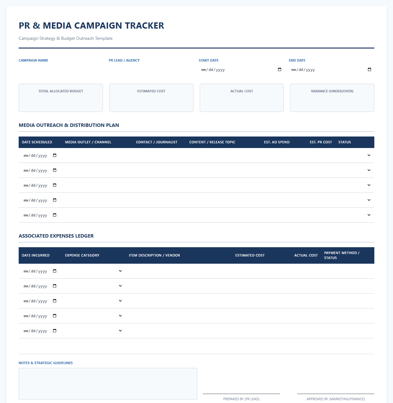 Public Relations and Media Campaign Tracker