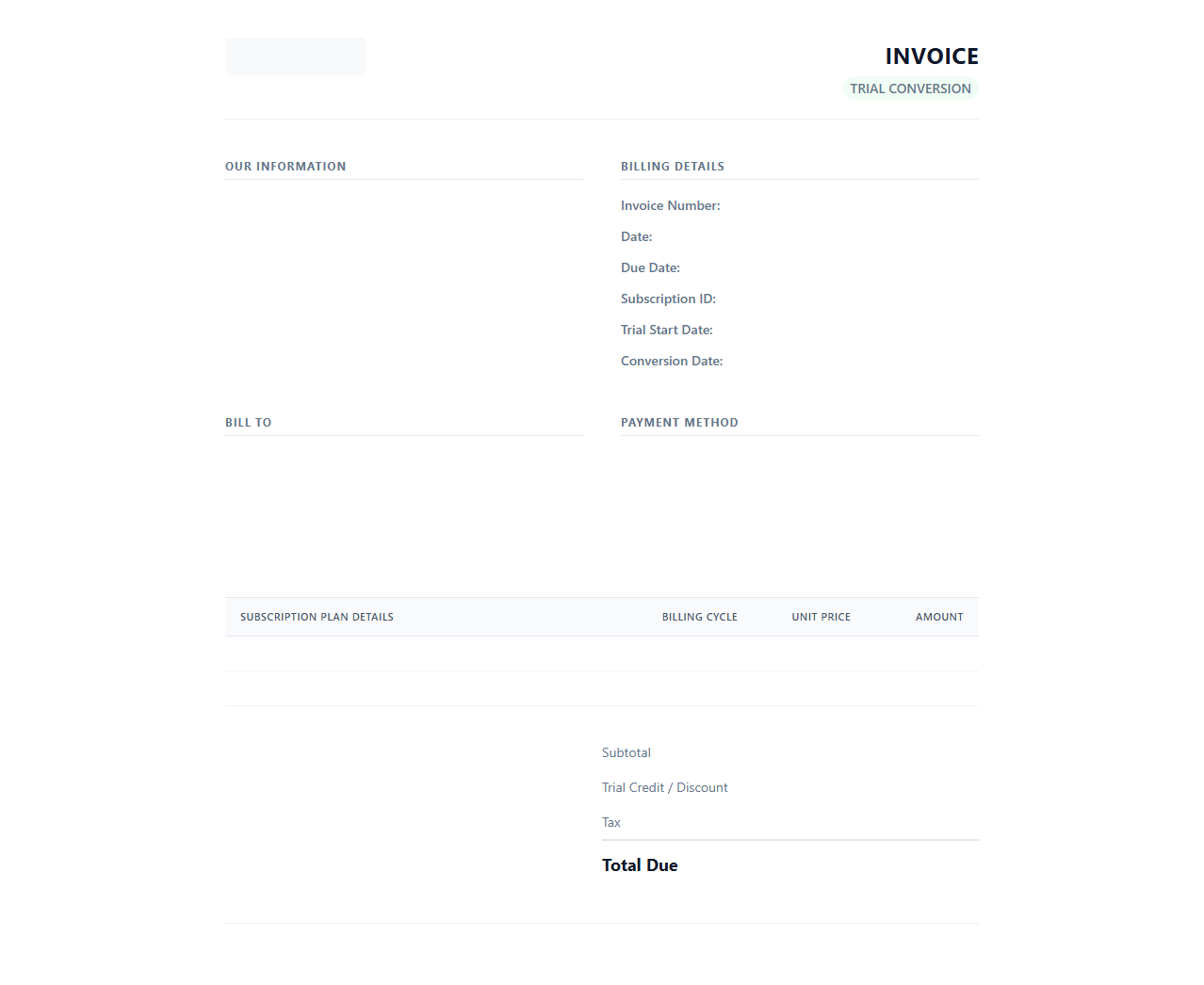 SaaS Free Trial Conversion Invoice