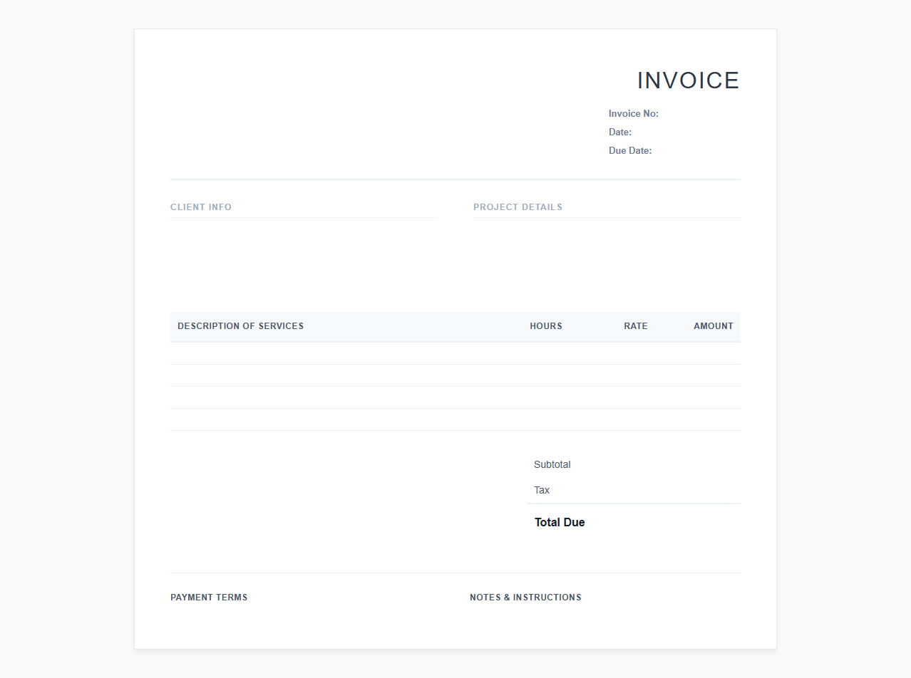 Simple Consulting Service Invoice Template