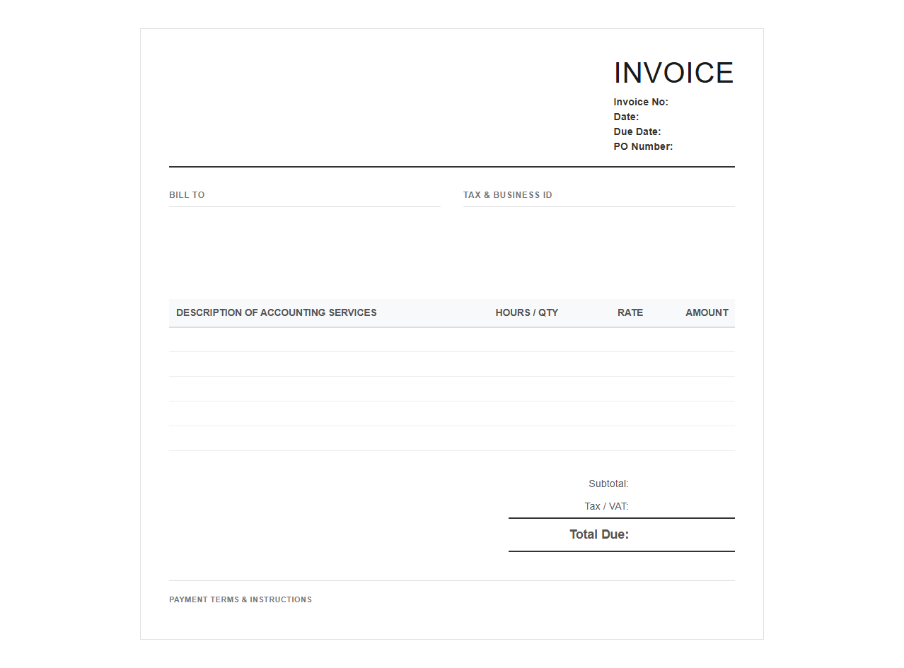 Small Business Accounting Invoice Template