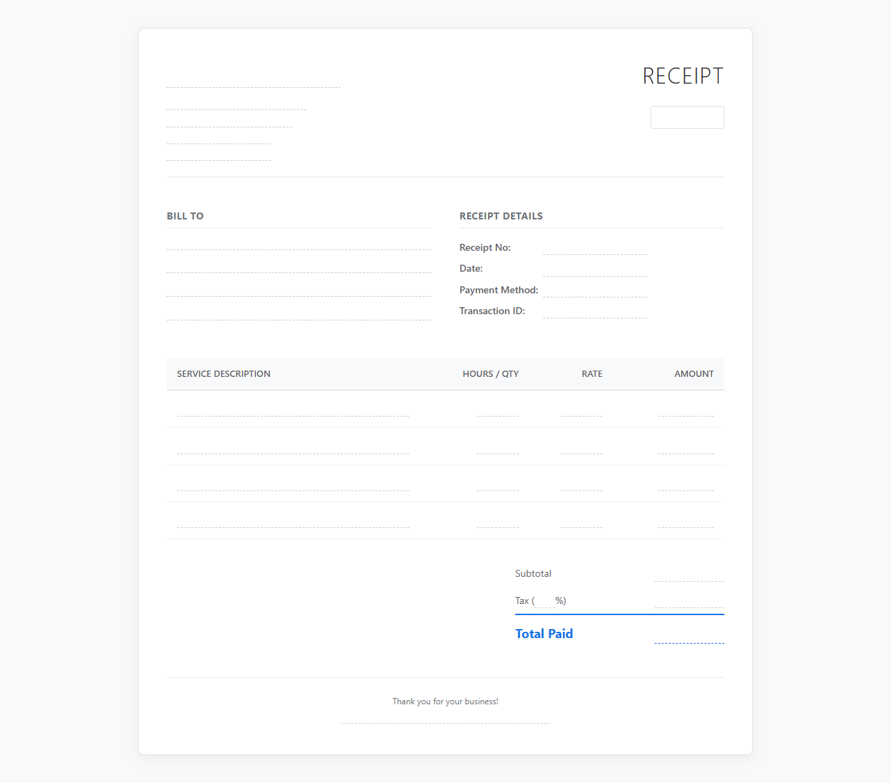 Software Development Service Invoice Receipt