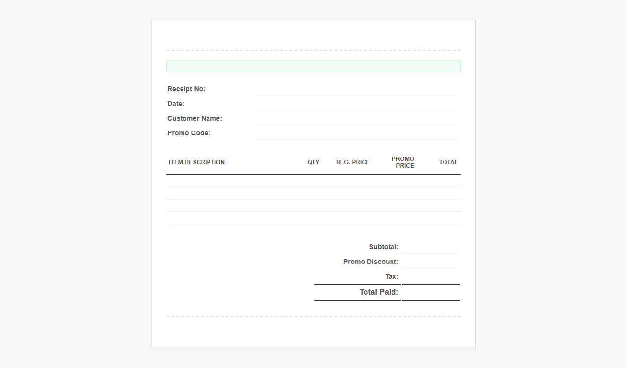 Special Offer Sales Receipt Template