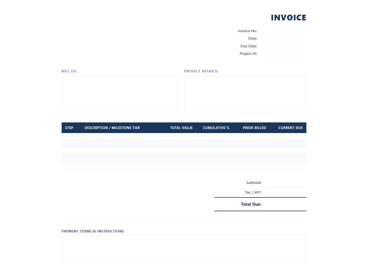 Tiered Step Billing Invoice Template