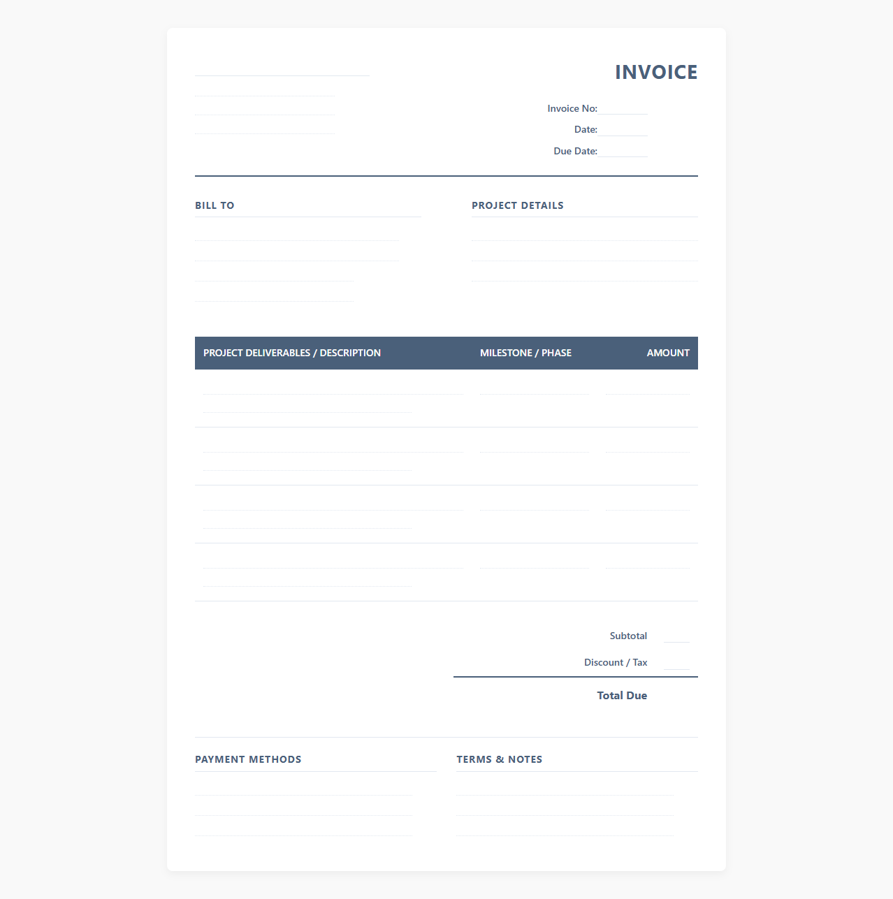 Virtual Assistant Project-Based Invoice Format